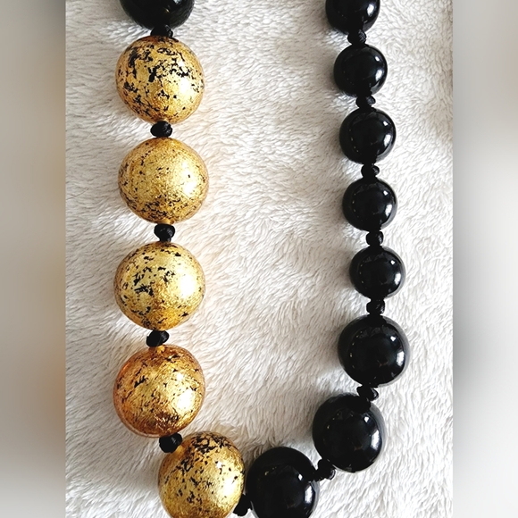 Set of 2 - Zsiska Black & Gold Knotted Necklace with Magnetic Clasp - Picture 3 of 7